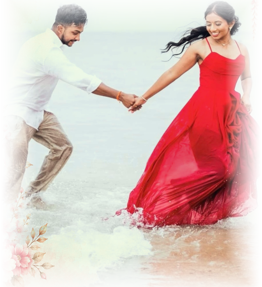 Vithushan and Supeedsana on the beach